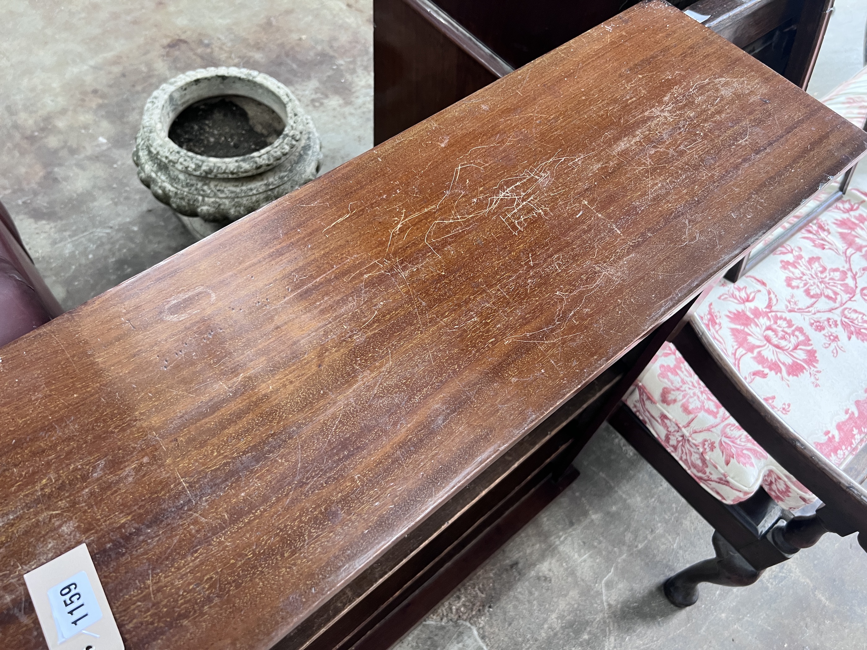 A late Victorian mahogany open bookcase, length 83cm, depth 28cm, height 109cm
